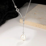 S925 Silver Necklace Natural Baroque Freshwater Pearl Geometric Fine Jewelry