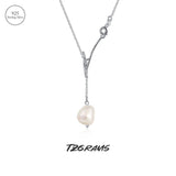 S925 Silver Necklace Natural Baroque Freshwater Pearl Geometric Fine Jewelry