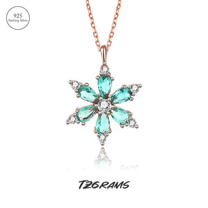 Sterling Silver Snowflake Necklace Rose Plated Party Jewelry
