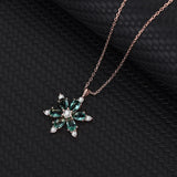 Sterling Silver Snowflake Necklace Rose Plated Party Jewelry