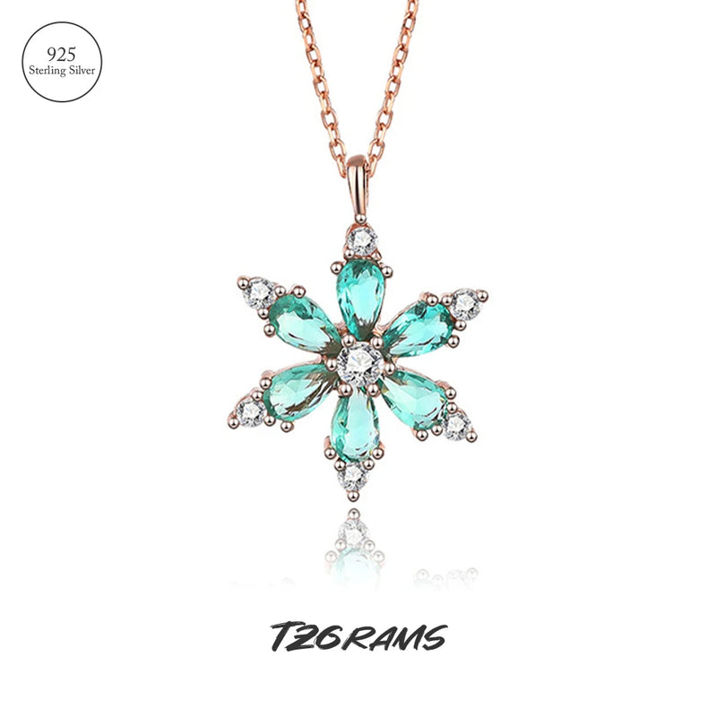 Sterling Silver Snowflake Necklace Rose Plated Party Jewelry