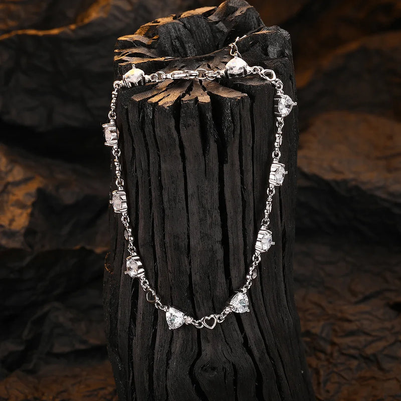 S925 Silver Diamond Heart Glossy Wedding Accessories