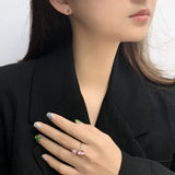 S925 Sterling Silver Square Crystal Set Of Fine Jewelry