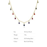S925 Silver Tassel Necklace with Colorful Zircon Jewelry