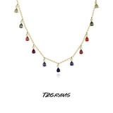 S925 Silver Tassel Necklace with Colorful Zircon Jewelry