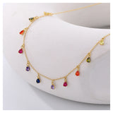 S925 Silver Tassel Necklace with Colorful Zircon Jewelry