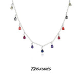 S925 Silver Tassel Necklace with Colorful Zircon Jewelry