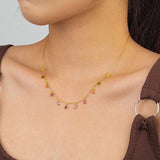 S925 Silver Tassel Necklace with Colorful Zircon Jewelry