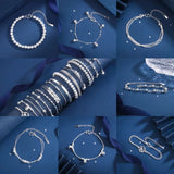 S925 Sterling Silver Bead Collection Link Bracelet Charm Chain
