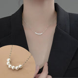 S925 Sterling Silver Synthetic Pearl Necklace for Women