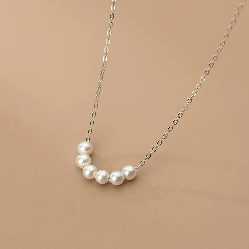 S925 Sterling Silver Synthetic Pearl Necklace for Women