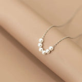 S925 Sterling Silver Synthetic Pearl Necklace for Women