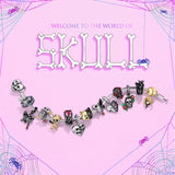 S925 Skull Bead Pendant Punk Halloween Bracelet Accessory