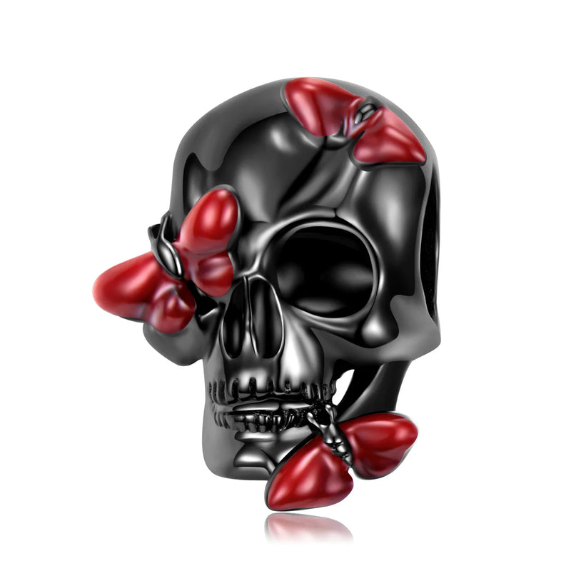 S925 Skull Bead Pendant Punk Halloween Bracelet Accessory