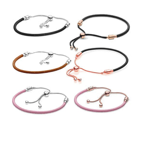 S925 Silver Sliding Clasp Bracelet Pink