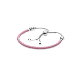 S925 Silver Sliding Clasp Bracelet Pink