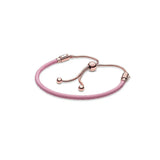 S925 Silver Sliding Clasp Bracelet Pink