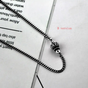 S925 Sterling Silver Small Crown Retro Necklace