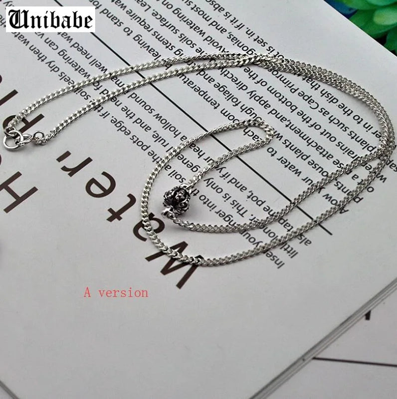 S925 Sterling Silver Small Crown Retro Necklace