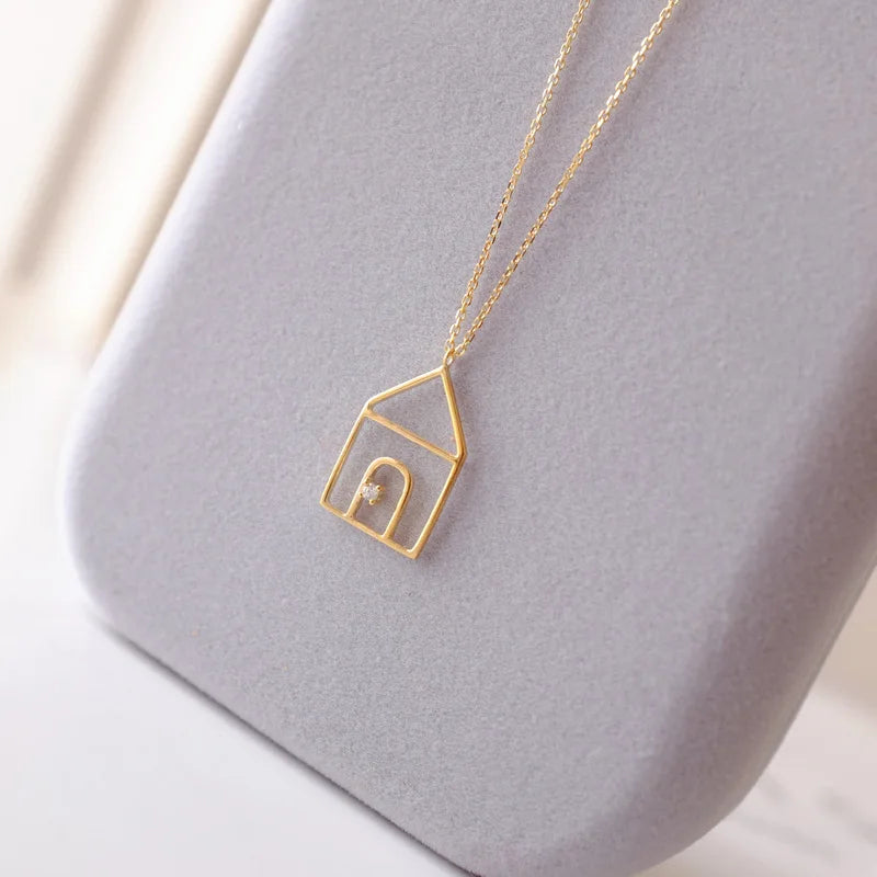 S925 Small House Necklace Japanese Style
