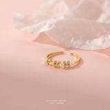 S925 Sterling Silver Pearl Flower Ring for Women