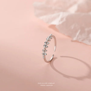 S925 Sterling Silver Pearl Flower Ring for Women