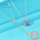 S925 Sterling Silver Whale Pendant Necklace Small Clavicle Chain