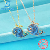 S925 Sterling Silver Whale Pendant Necklace Small Clavicle Chain