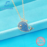 S925 Sterling Silver Whale Pendant Necklace Small Clavicle Chain
