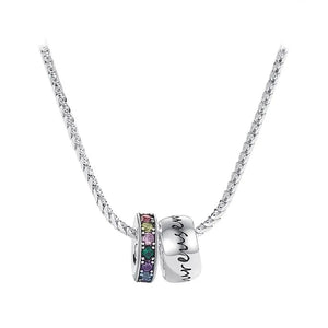 S925 Snake Bone Chain Zircon Garland Rainbow Necklace Round Circle Charm