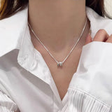 S925 Snake Bone Chain Zircon Garland Rainbow Necklace Round Circle Charm