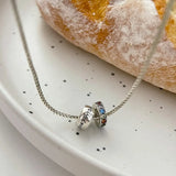 S925 Snake Bone Chain Zircon Garland Rainbow Necklace Round Circle Charm