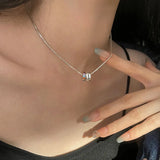 S925 Snake Bone Chain Zircon Garland Rainbow Necklace Round Circle Charm