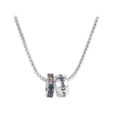 S925 Snake Bone Chain Zircon Garland Rainbow Necklace Round Circle Charm