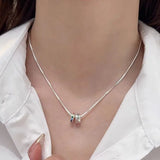 S925 Snake Bone Chain Zircon Garland Rainbow Necklace Round Circle Charm