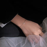 Sterling Silver Snake Bone Chain Couple Bracelet Zircon Adjustable