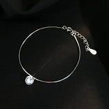 Sterling Silver Snake Bone Chain Couple Bracelet Zircon Adjustable