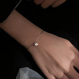 Sterling Silver Snake Bone Chain Couple Bracelet Zircon Adjustable