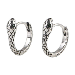 S925 Sterling Silver Snake Women Clip Earrings Punk Style Snakes Clip Earring
