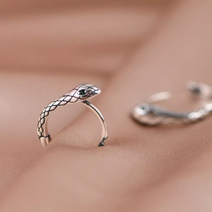 S925 Sterling Silver Snake Women Clip Earrings Punk Style Snakes Clip Earring