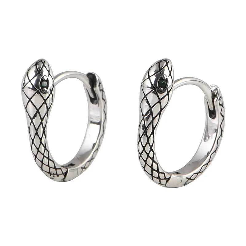 S925 Sterling Silver Snake Women Clip Earrings Punk Style Snakes Clip Earring