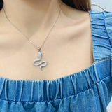 Sterling Silver Snake Necklace Micro Inlay Temperament Ladies Secklace