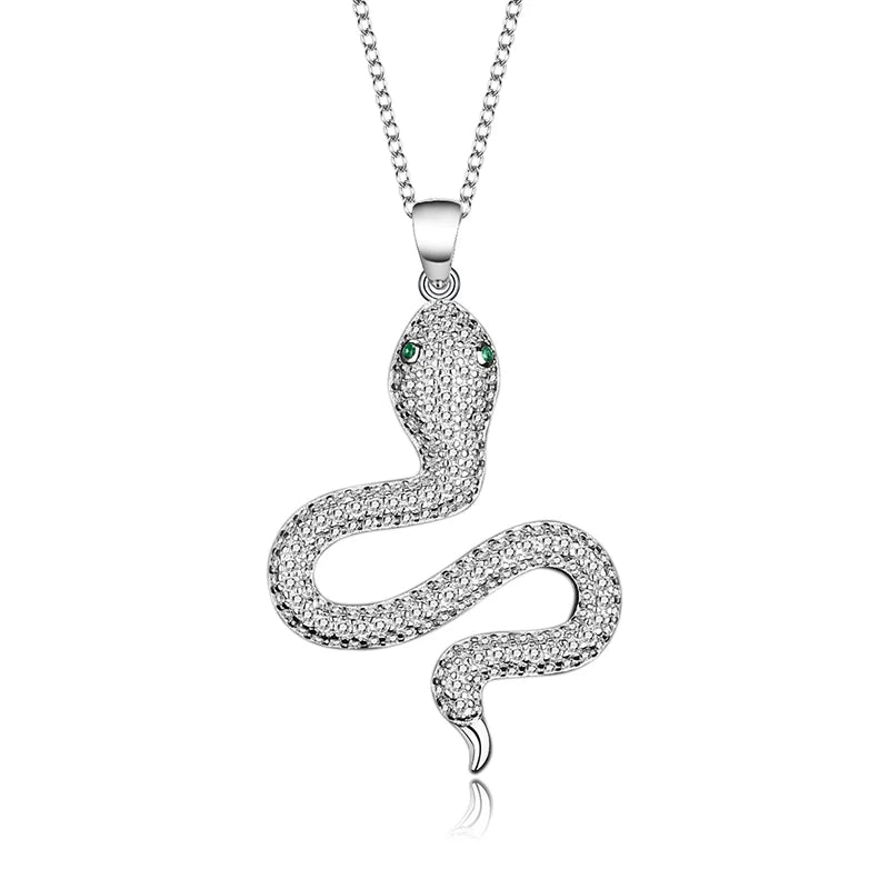 Sterling Silver Snake Necklace Micro Inlay Temperament Ladies Secklace