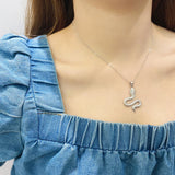 Sterling Silver Snake Necklace Micro Inlay Temperament Ladies Secklace