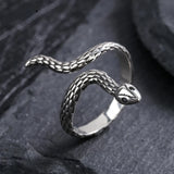 S925 Snake Open Ring Resizable Fine Jewelry for Women