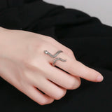 S925 Snake Open Ring Resizable Fine Jewelry for Women