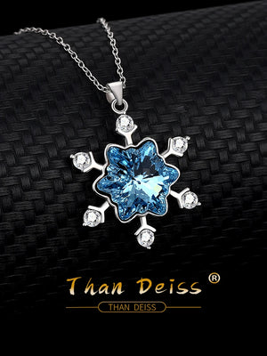 Sterling Silver Snowflake Necklace with Austrian Crystals