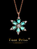 Sterling Silver Snowflake Necklace Zirconia Pendant Rose European American