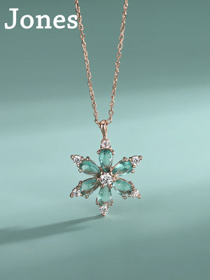 S925 Snowflake Necklace with Zirconia Pendant
