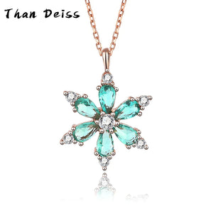 Sterling Silver Snowflake Necklace Zirconia Pendant Rose European American